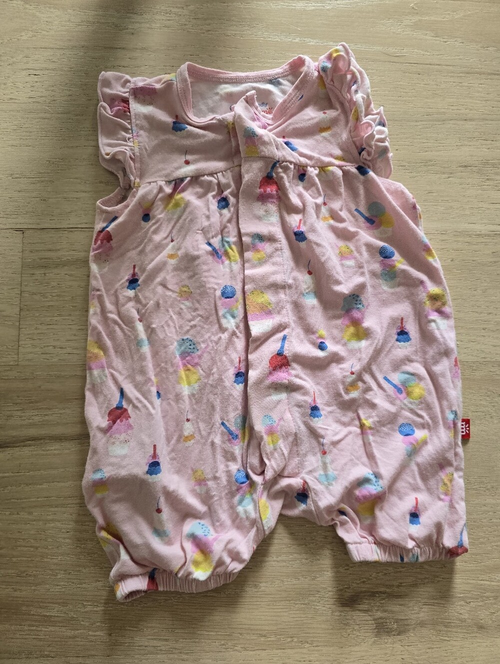 Magnetic Me Pink Baby Romper with Colorful Ice Cream Print